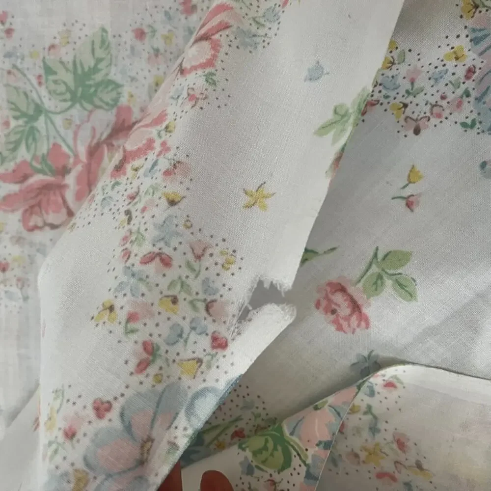 Vintage Lady Pepperell Rose Floral Full Size Flat Sheet